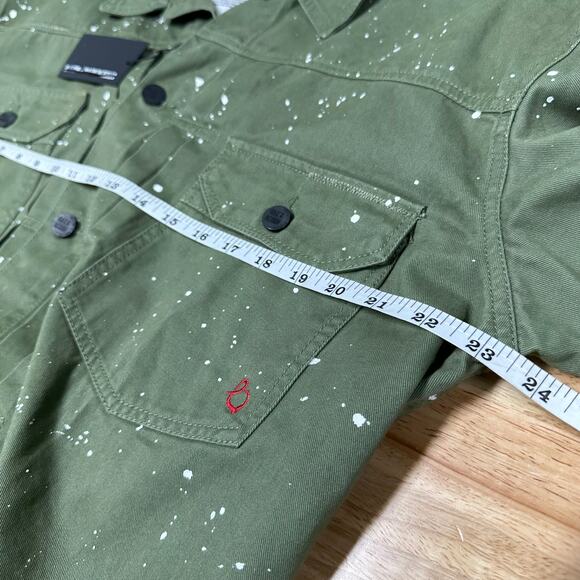 Oak & Acorn NWT Painter Cropped Jacket Sage Green Size XL Cutoff Hem Back Buckle - Picture 11 of 12